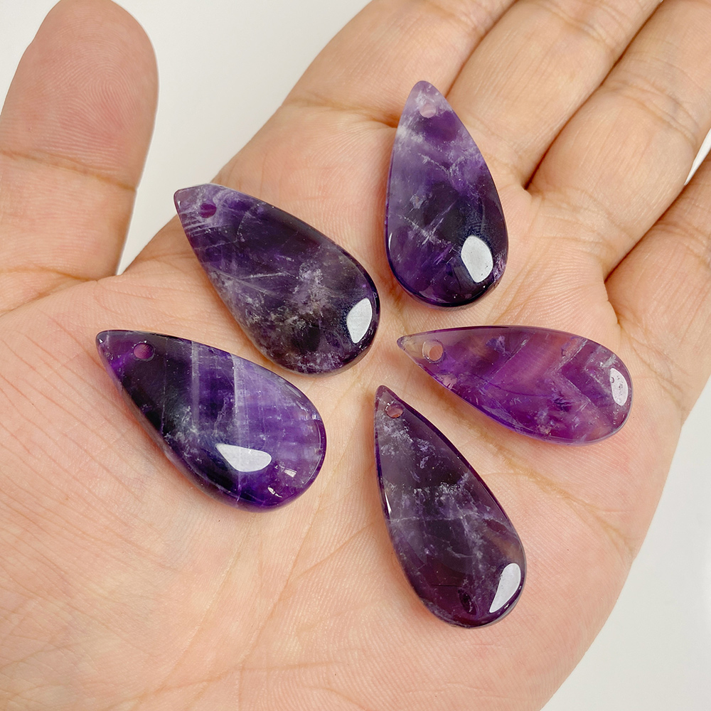 Crystal Pendant Necklace Natural Stone - 大きな水滴の形をした石のペンダント,天然アメジスト,タイガーアイ,ジュエリー作りのためのクリスタルチャーム,DIYネックレス,1個