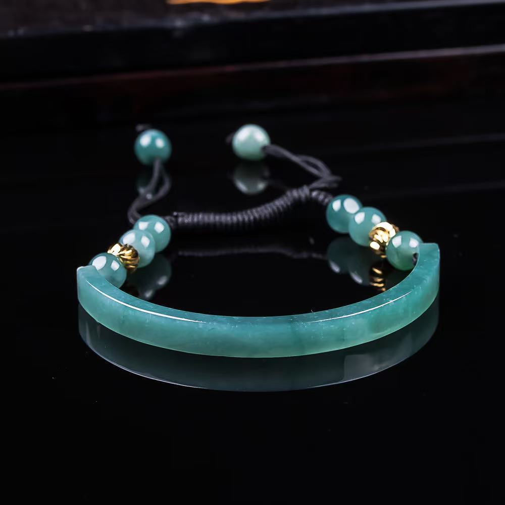 Bracelets - ミャンマー翡翠ブレスレットアクセサリー彫刻宝石天然ビルマ翡翠バングルお守りファッションギフト女性のための本物のジュエリー