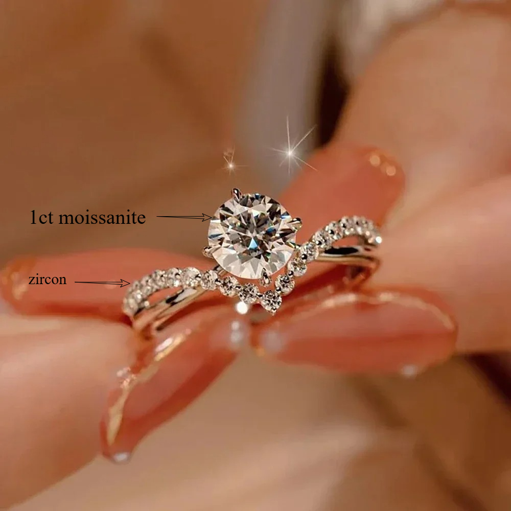 Moissanite Engagement Ring 1 Carat - 1 カラット 6.5 ミリメートル モアサナイト ダイヤモンド