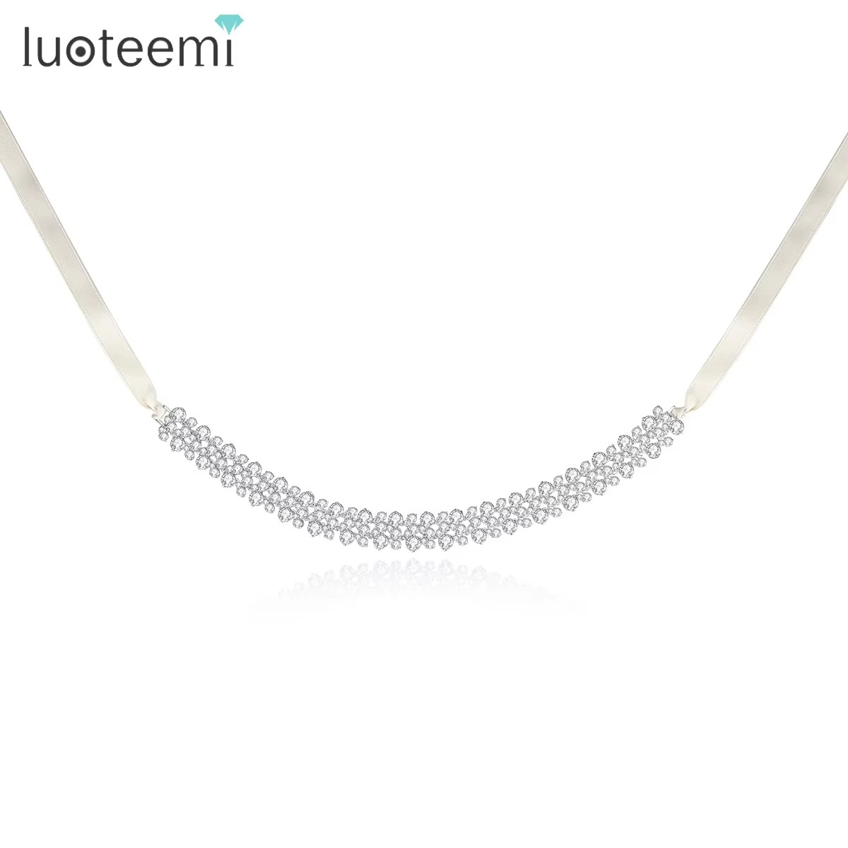 Layered Pendant Necklace Aesthetic - LUOTEEMI 3 層キュービックジルコニアチョーカー女性のための美的ウェディングブライダルゴージャスなチョーカーベルベットネックストラップエレガントなジュエリー