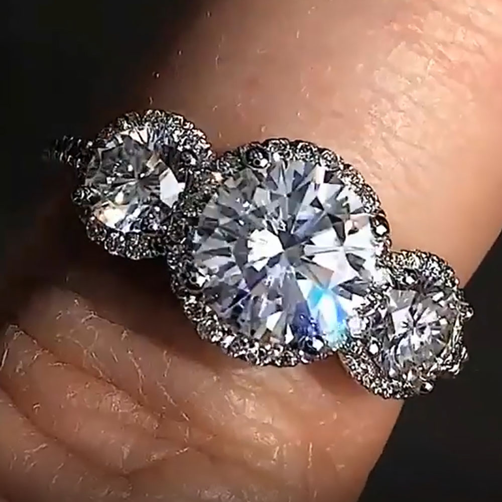 Moissanite Engagement Ring 1 Carat - カスタムリアルプラチナPT950女性用結婚式パーティー記念日婚約指輪1 2 3 4 5カラットラウンドモアッサナイトダイヤモンドリング3個セット
