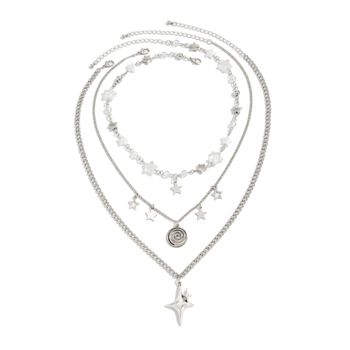 レディース向け、多層構造の星型ペンダントネックレス。Y2K風 - Layered Pendant Necklace Aesthetic のレビューと価格