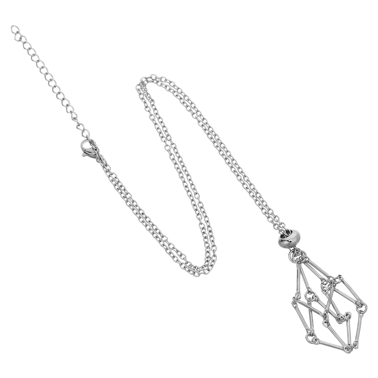 クリスタルホルダーネックレス、ステンレス製魚網型ペンダント、 - Crystal Pendant Necklace Natural Stone のレビューと価格