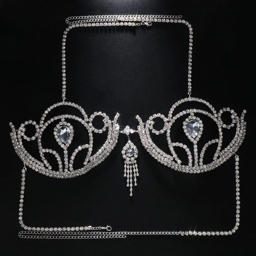 女性のための豪華なラインストーンビキニブラ,幾何学的な水滴ハ - Body Jewelry のレビューと価格