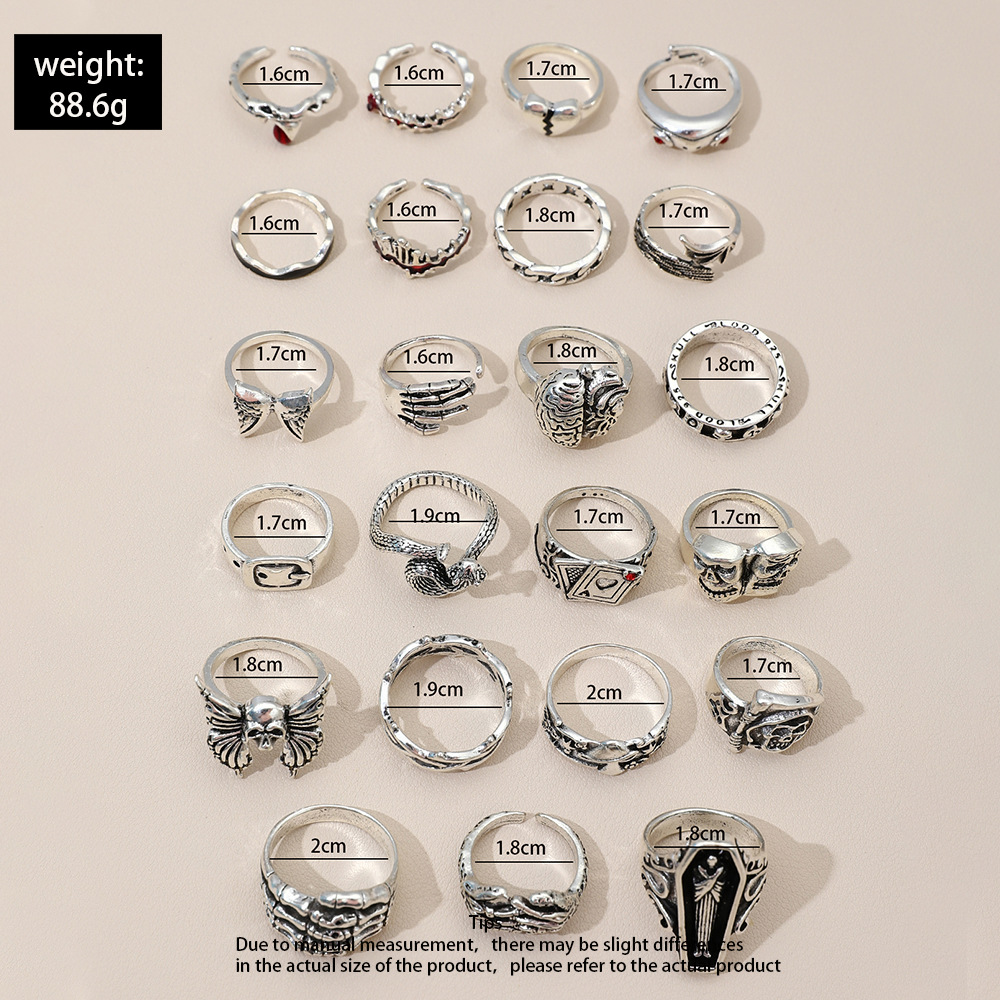 23個入り パンク風 幾何学模様の指輪セット。男女兼用。蛇や - Vintage Punk Knuckle Rings Set のレビューと価格