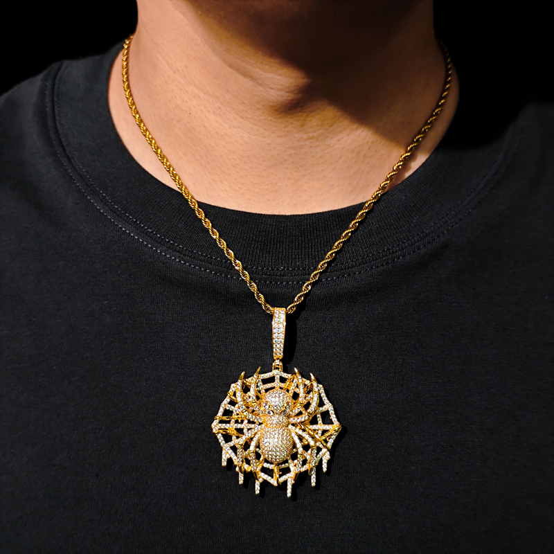 高品質VVS1モアッサナイトスパイダーペンダント、925スタ - 925 Sterling Silver Chain Necklace Men のレビューと価格