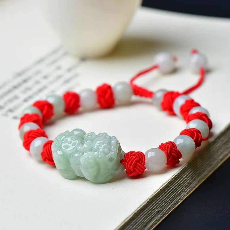 天然ビルマ翡翠貔貅ブレスレットファッションアクセサリー本物の - Bracelets のレビューと価格
