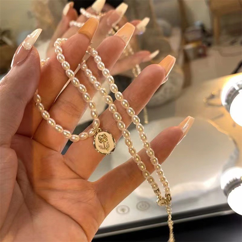 女性のためのイミテーションバロックチョーカーネックレス,フレ - Pearl Choker Necklace Vintage のレビューと価格