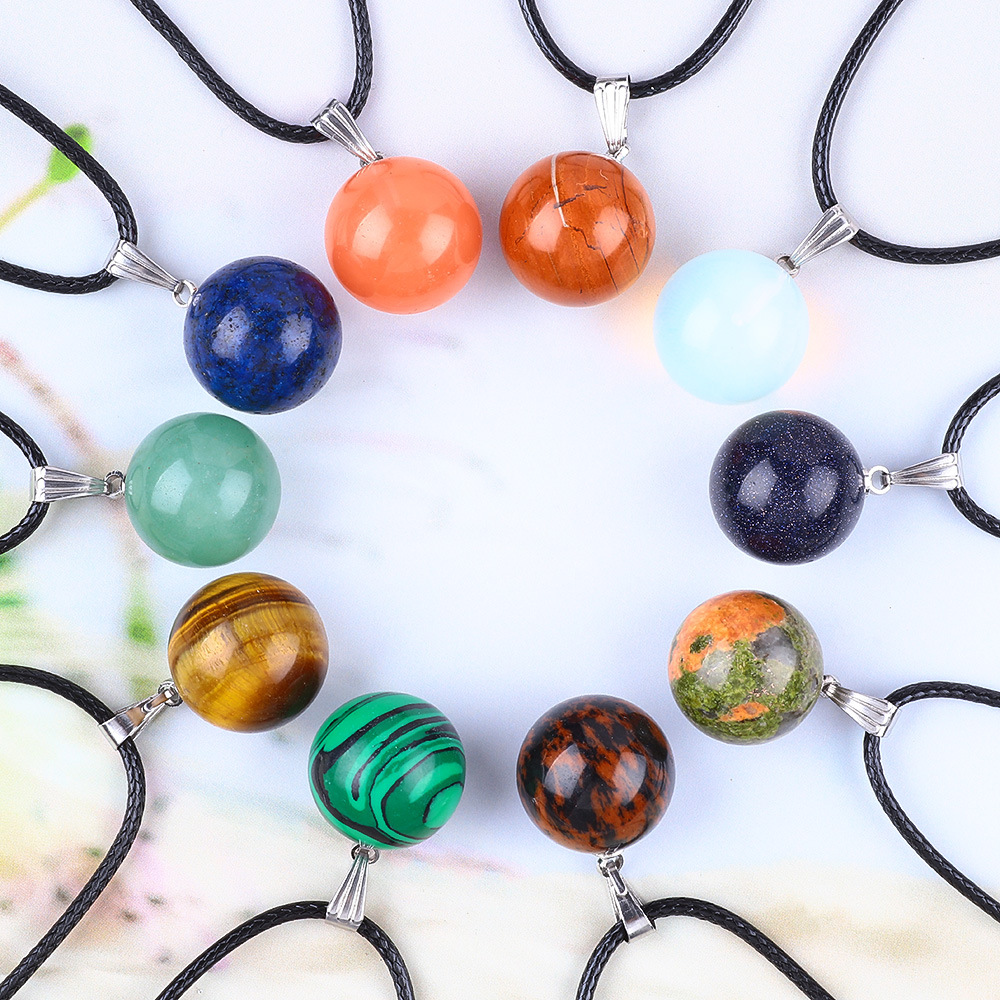 20 ピース/バッグ 14 ミリメートル天然石ラウンドペンダ - Crystal Pendant Necklace Natural Stone のレビューと価格