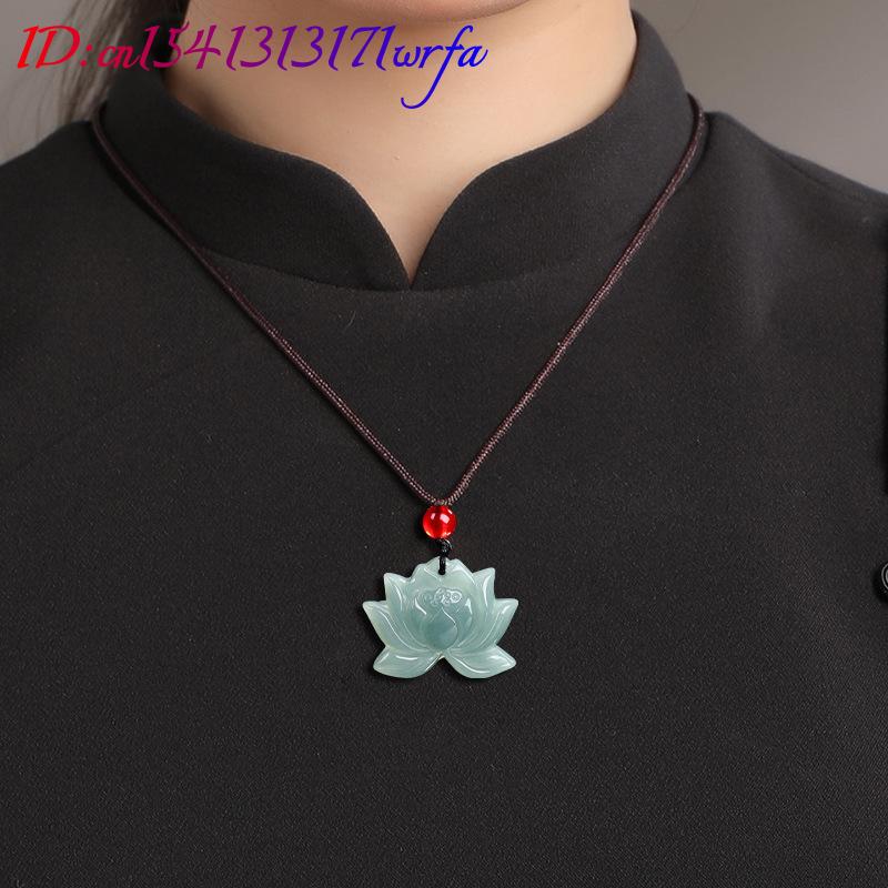 ミャンマー翡翠蓮のペンダントネックレスチャーム高級石デザイナ - Necklaces のレビューと価格