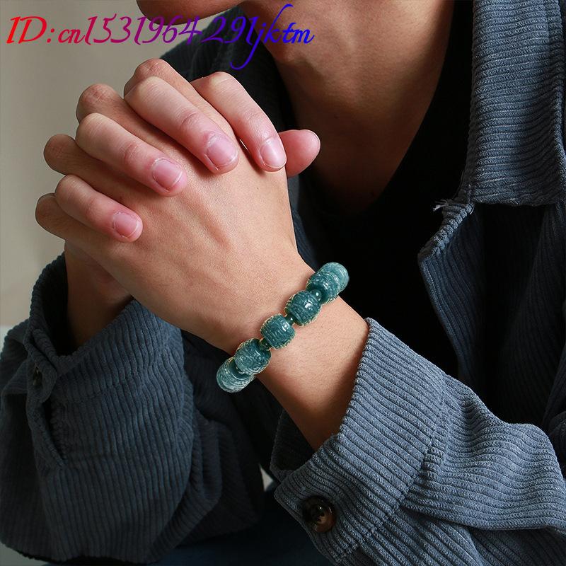 天然ビルマ翡翠彫刻ビーズブレスレットファッションジュエリー本 - Bracelets のレビューと価格