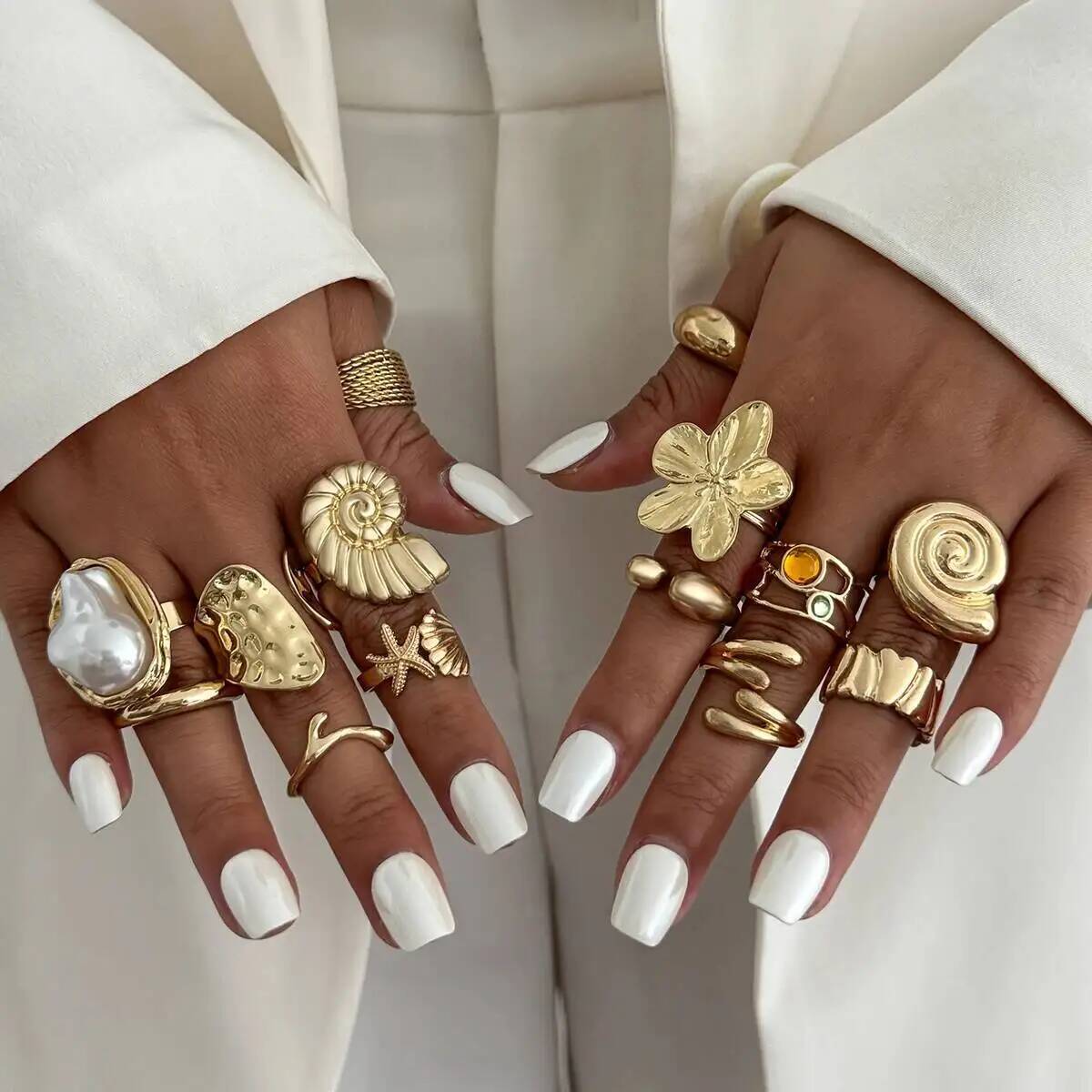 IngeSight.Z 14 ピース/セットヒップホップクリ - Vintage Punk Knuckle Rings Set のレビューと価格