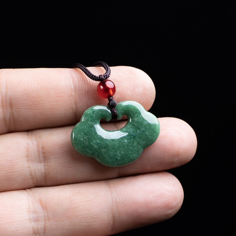 天然ミャンマー翡翠如意ペンダントネックレスファッション彫刻お - Necklaces のレビューと価格